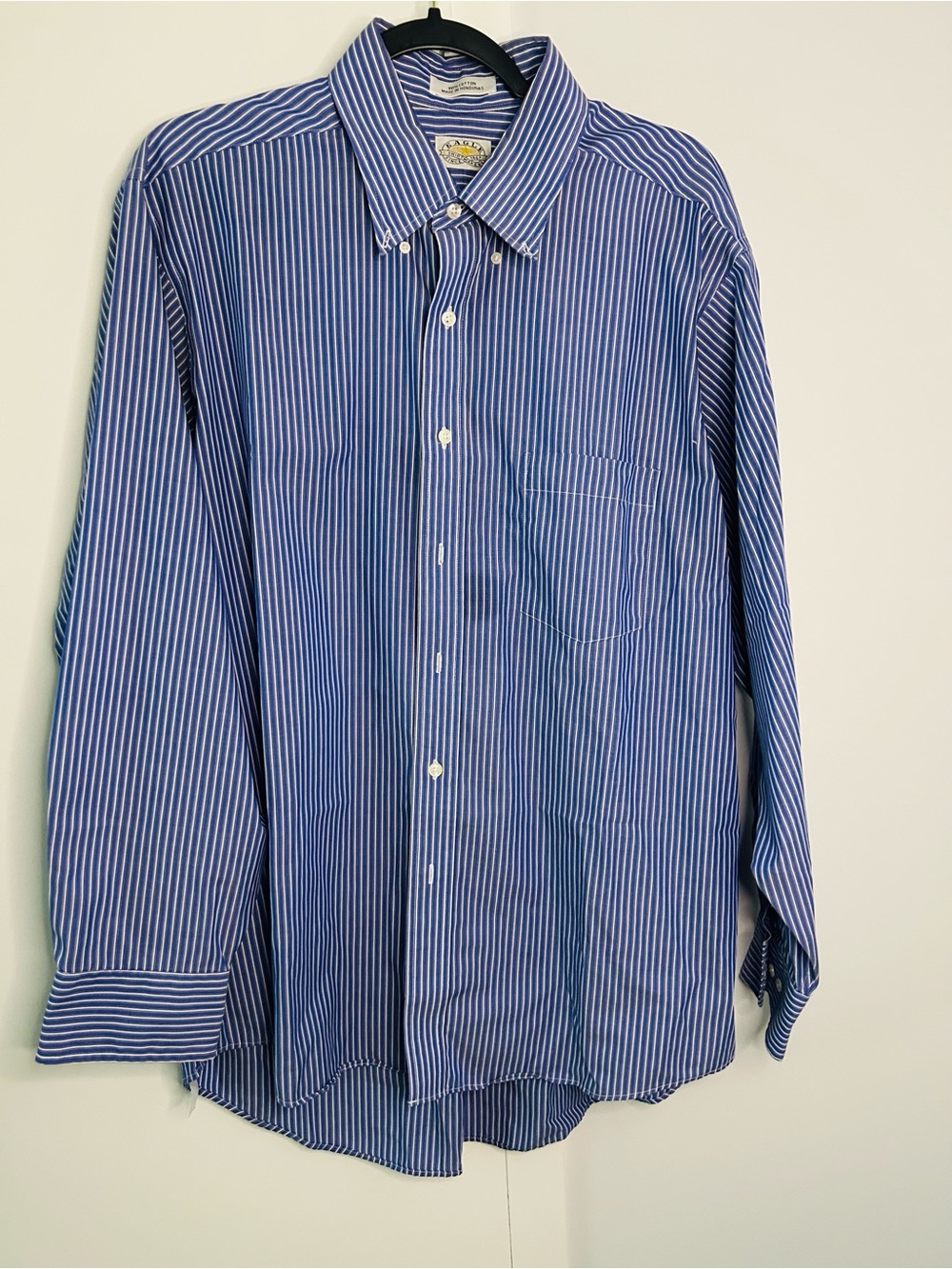 Eagle Non-iron Blue/White Stripes 100%Cotton Dress Shirt 17.5 34/35